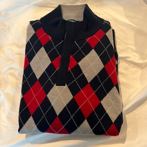 LIKE NEW CASHMERE Bobby Jones Classic Argyle Plaid Sweater 100% Merino Wool - Picture 1 of 7